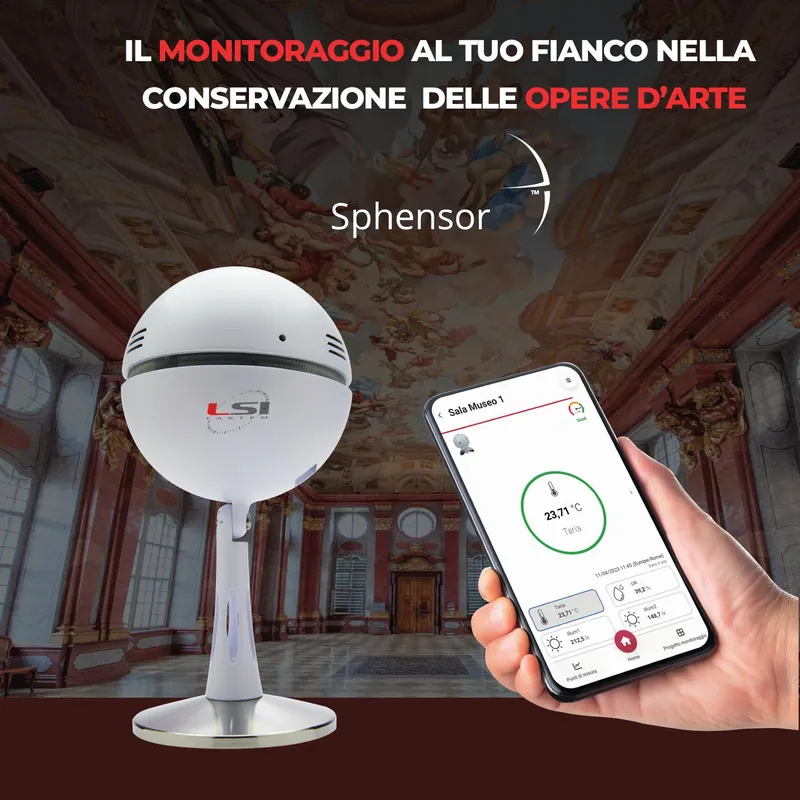 La parete dello stand del 2023 per i musei, con Sphensor e la sua app