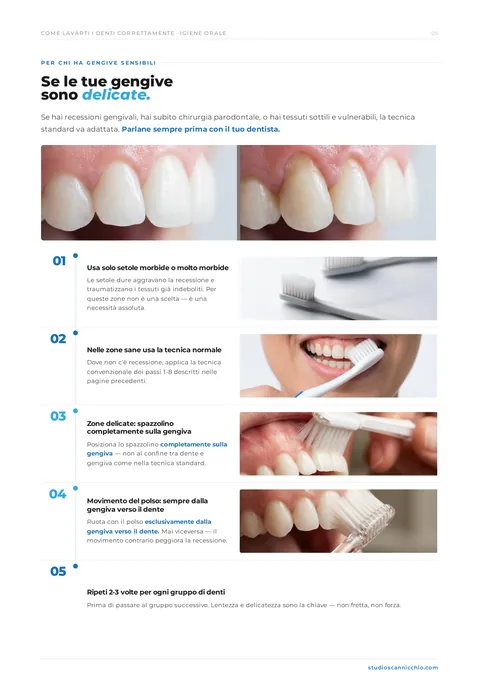 Una pagina della guida «Come lavarti i denti nel modo corretto»