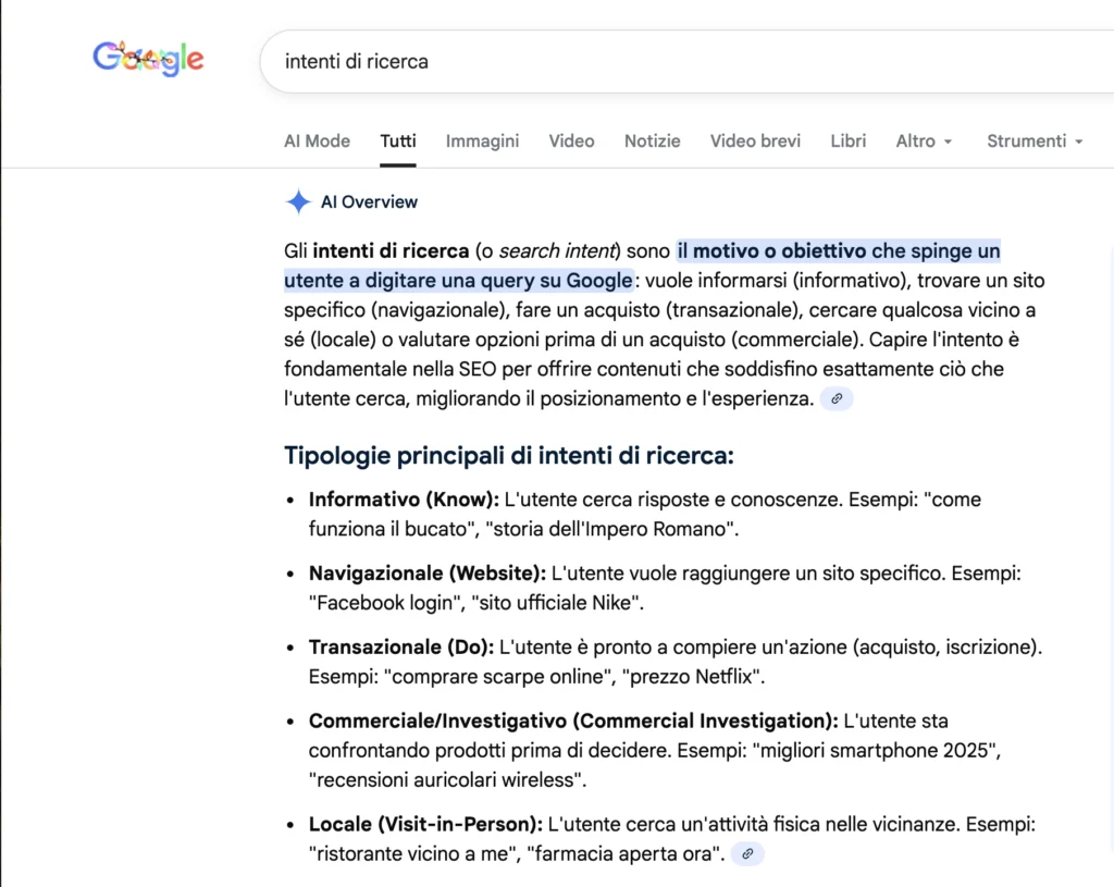 intenti di ricerca